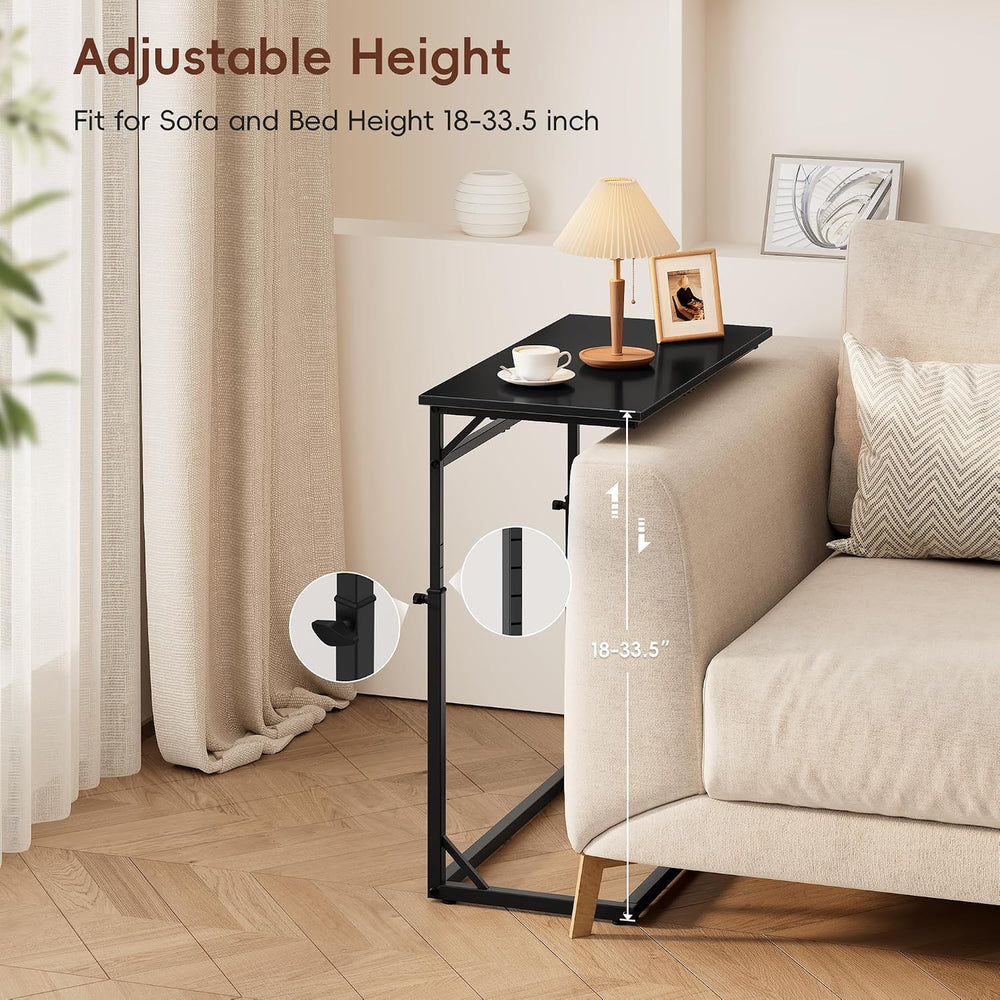 Vagusicc C Shaped End Table, 33"Tall Side Table for Couch, C-Table Sofa ...