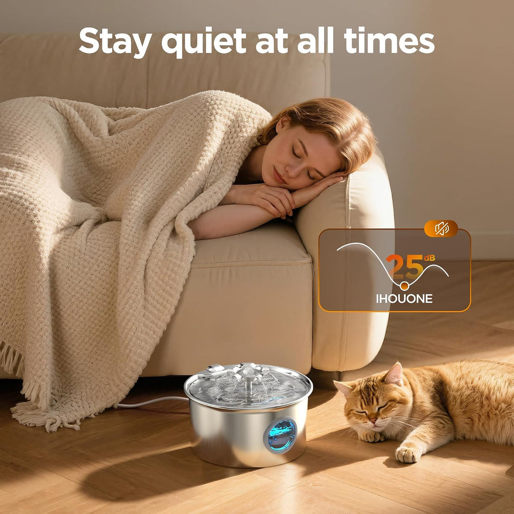 Cat Water Fountain Stainless Steel: Pet Fountain with 6 Filters & 3 Sponges