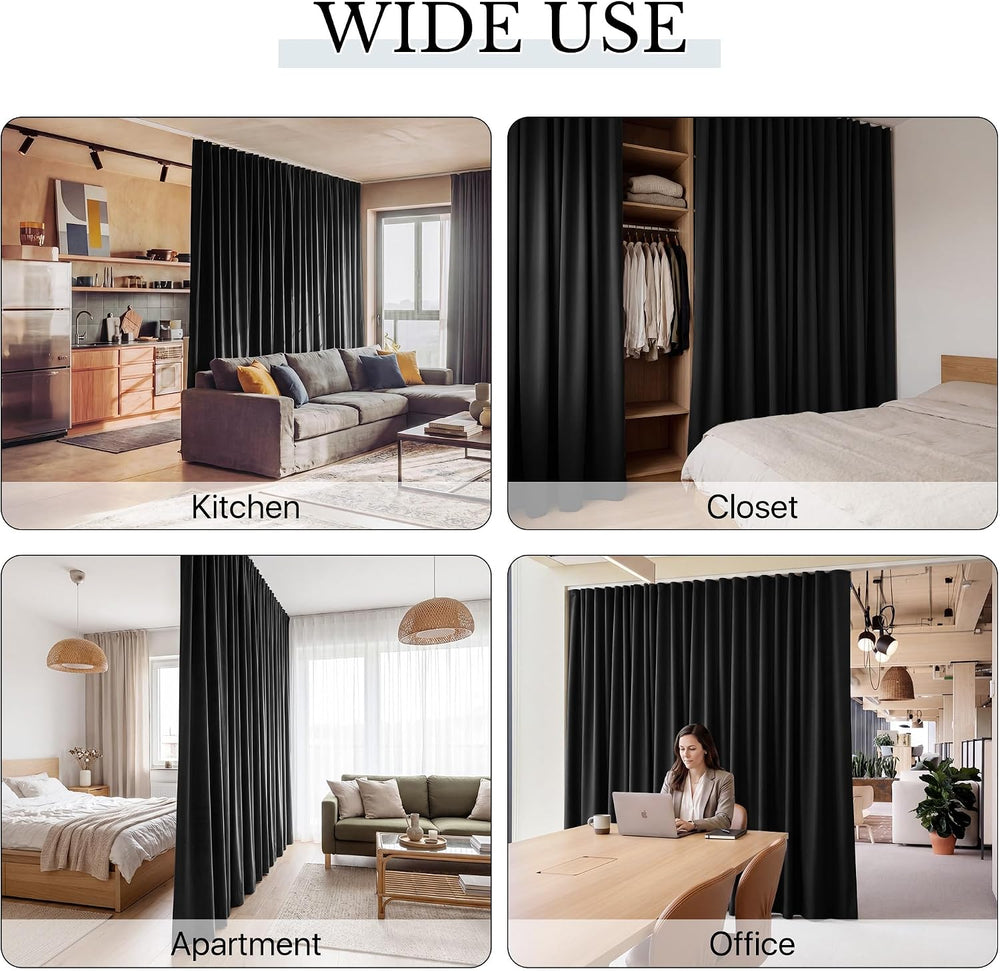 RYB HOME Room Divider Curtain with Straight Ceiling Track for Bedroom