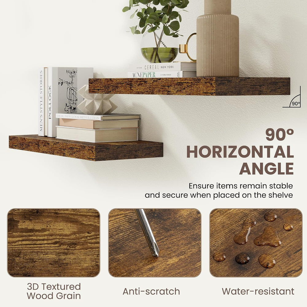 Floating Shelves for Wall,18 Inch Rustic Brown Wall Shelves Set of 2,9.3&quot...