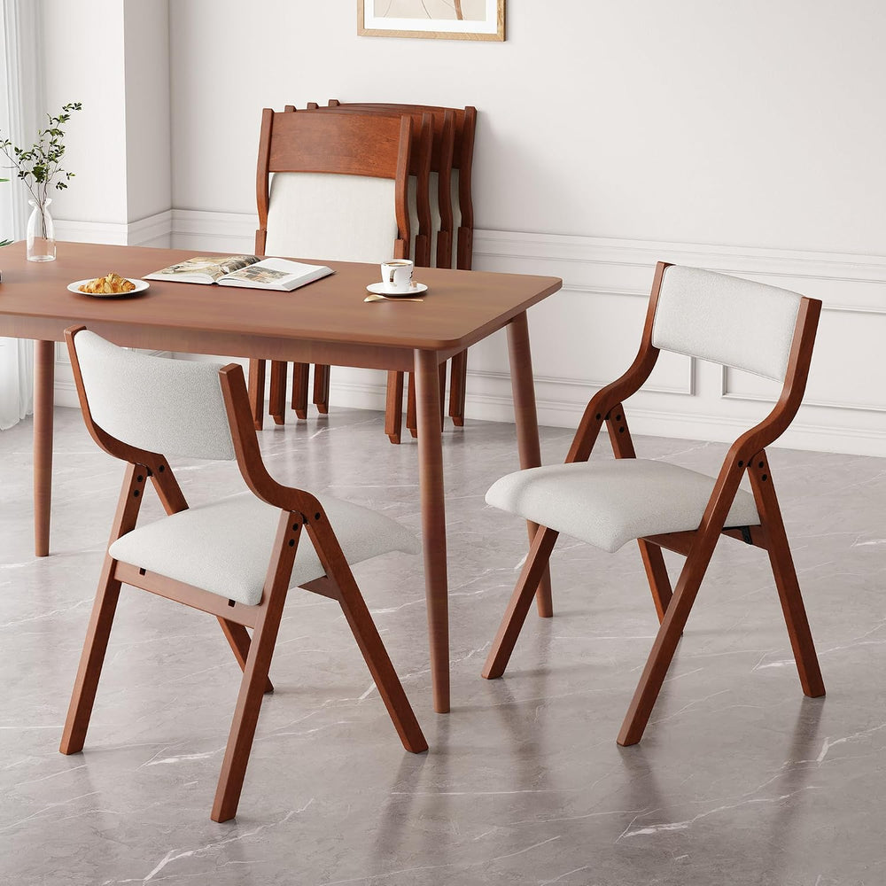 Ball & Cast Upholstered Folding Dining Chairs Set of 2, Foldable Wooden C...