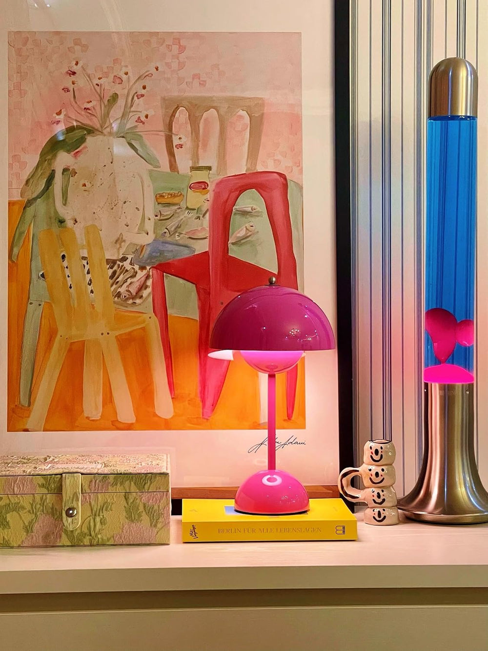 Flower Bud Lamp, Cordless Rechargeable Mushroom Table Lamp, Pink