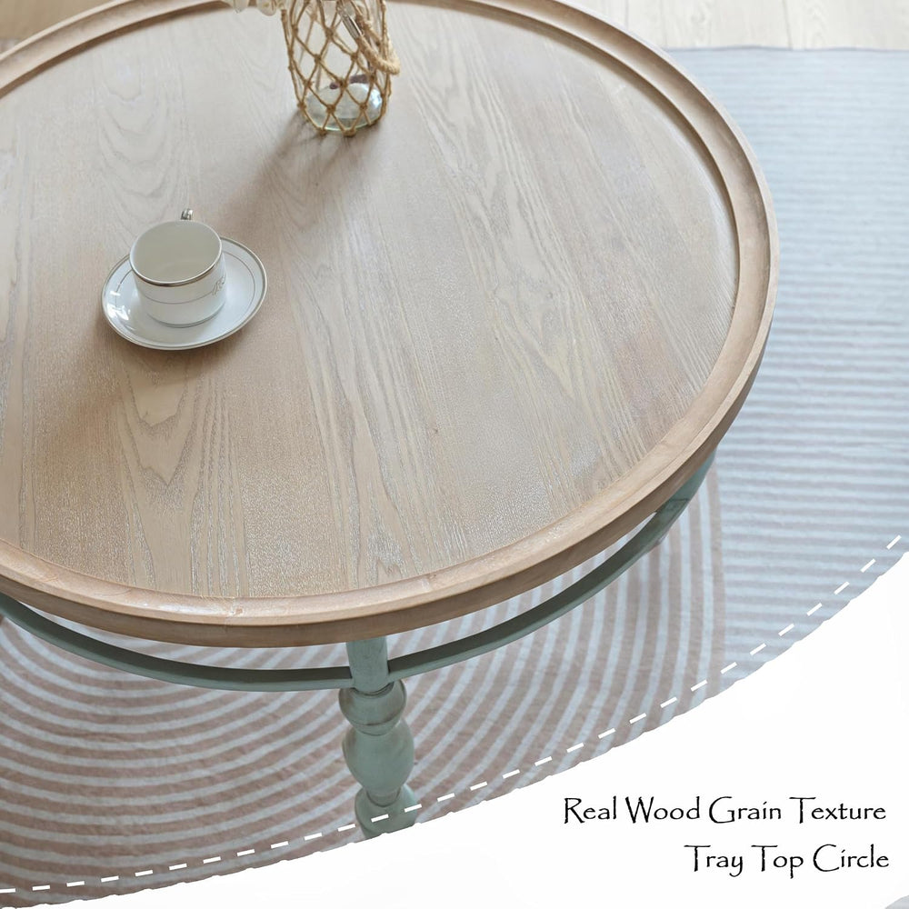Rustic Farmhouse Round Coffee Table, French Country Vintage Center Table,φ31....