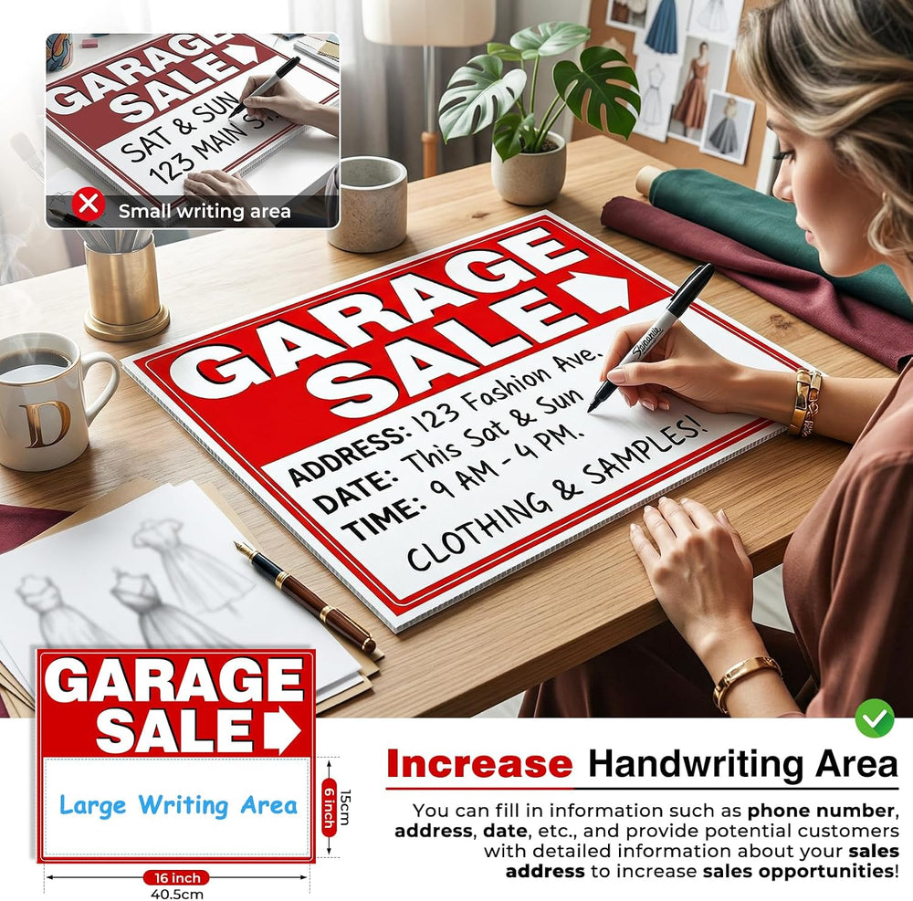 Garage Sale Signs Kit (14Pack)-17x13 Inch Large Garage Sale Sign with Metal S...
