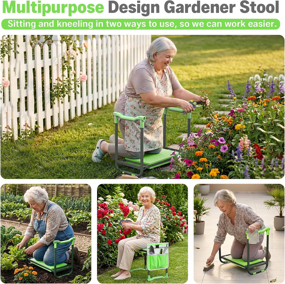 Garden Kneeler and Seat Heavy Duty, Foldable Gardening Stool Bench