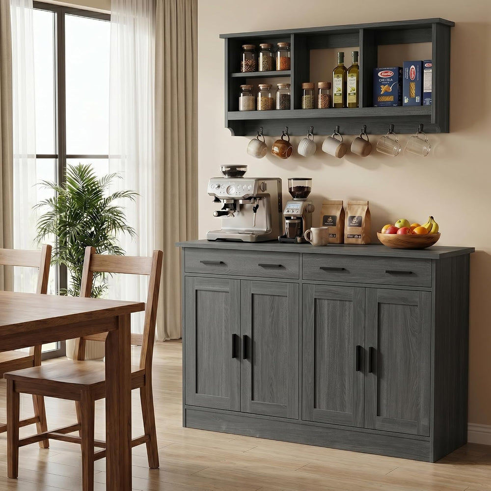 Anystyle 53" Dark Grey Buffet Cabinet with Storage, Kitchen Sideboard Bu...