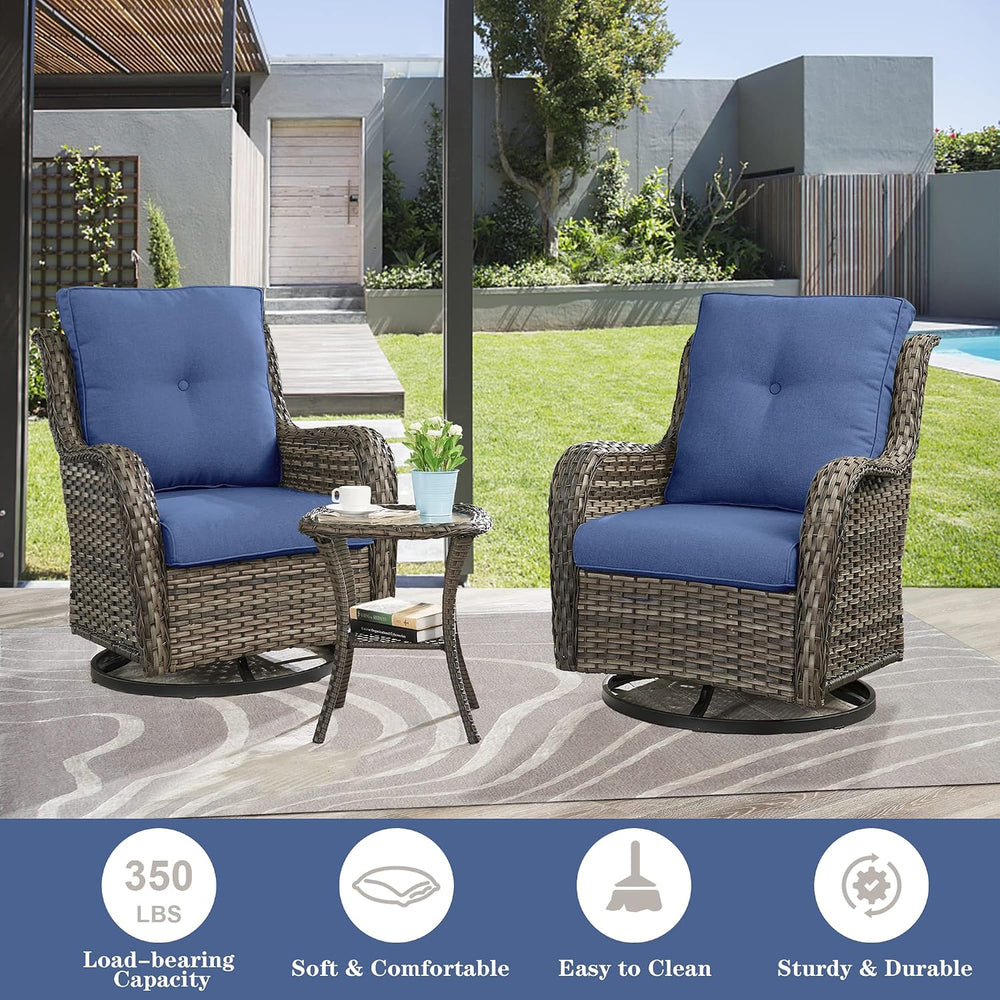 Belord 5 Piece Wicker Patio Furniture Set, Outdoor Swivel Rocker Chairs Set o...