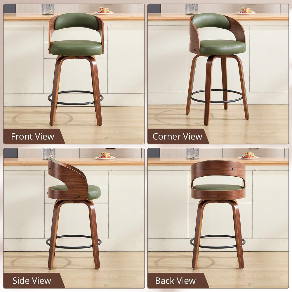 Swivel Bar Stools Set of 2,26" Faux Leather Upholstered Counter Height B...