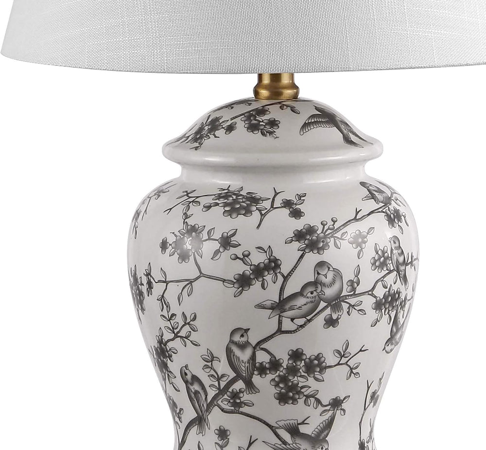 JONATHAN Y Penelope Ginger Jar 22" LED Table Lamp, Gray/White