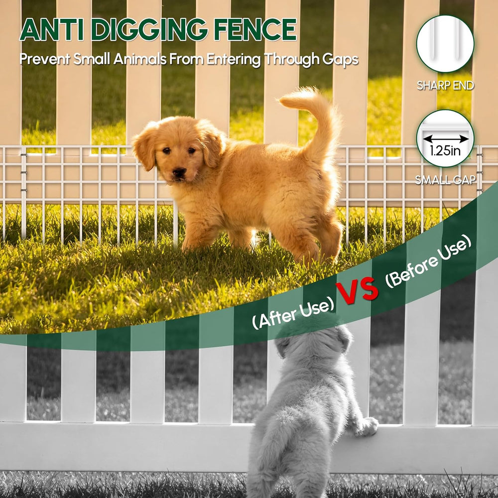 17ft(L) x 13in(H) Garden Fence Animal Barrier, 12 Panels No Dig Fence Panels ...