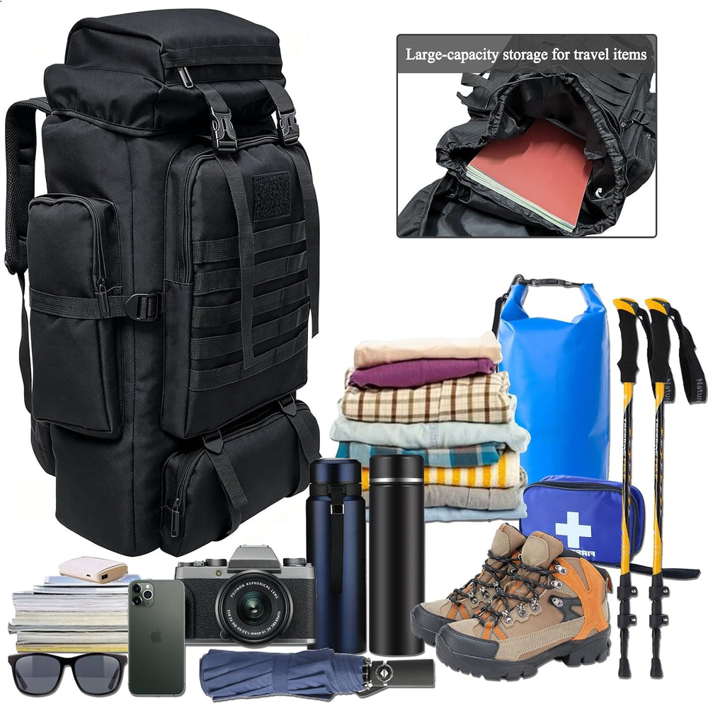 80L Hiking Backpack Camping Rucksack, 80 liters Large Capacity Outdoor Knapsa...