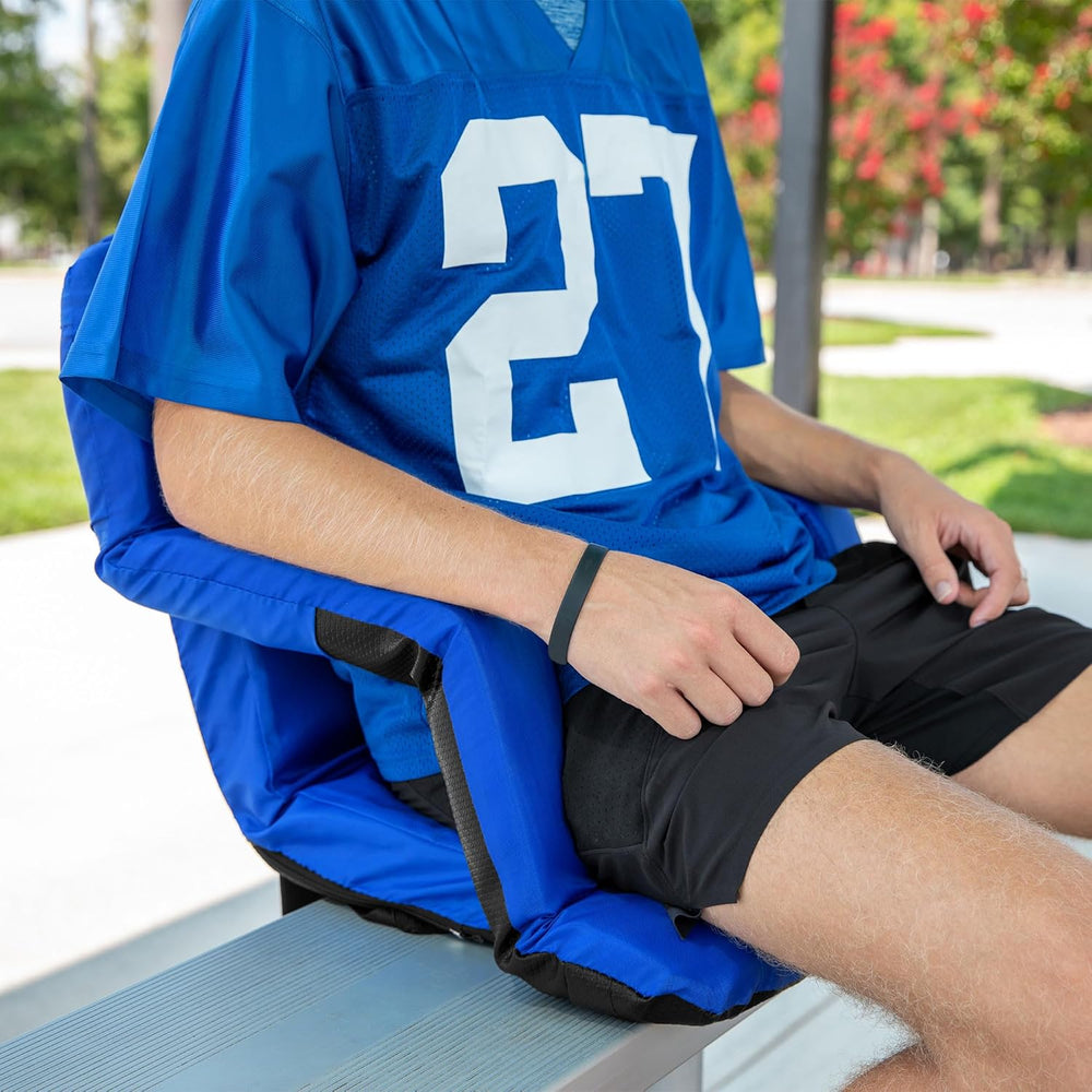 Camco Portable Reclining Stadium Seat, 16 x 20 In, Blue, 53095