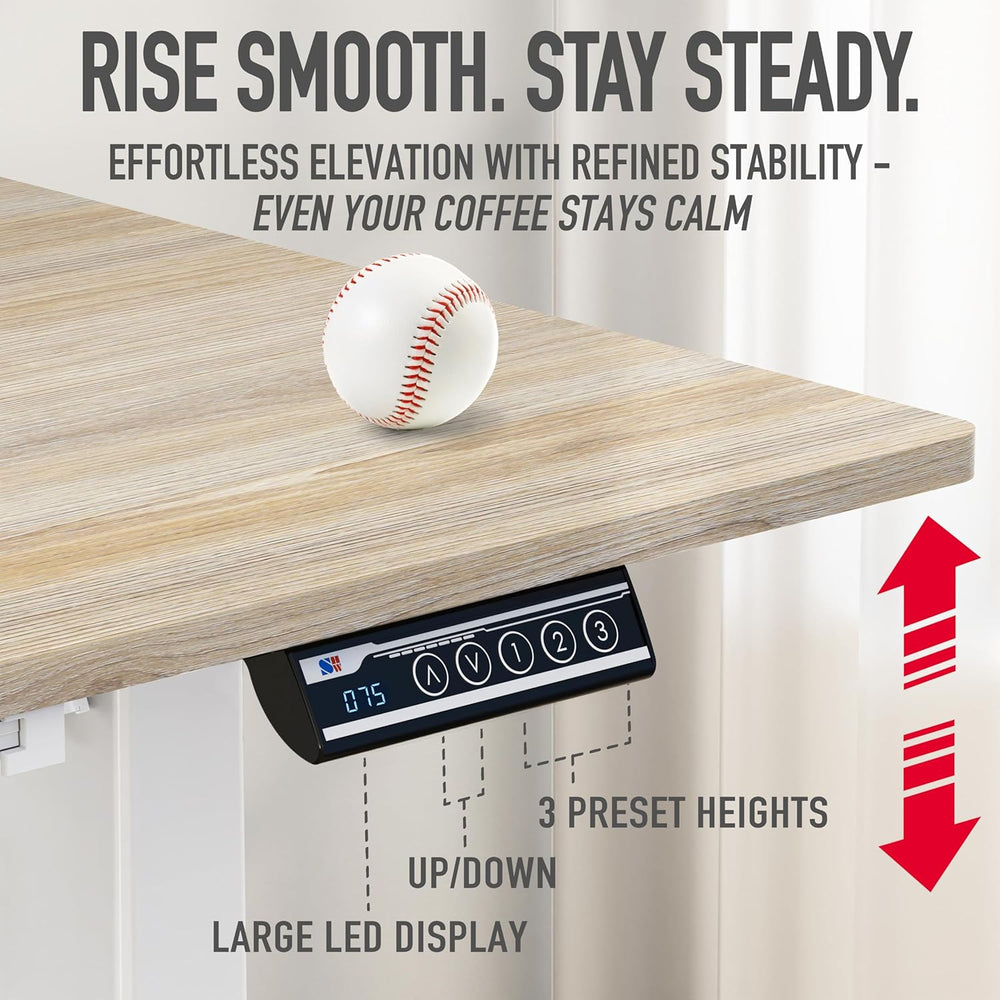SHW 40-Inch Electric Height Adjustable Standing Desk w/Drawer, Maple