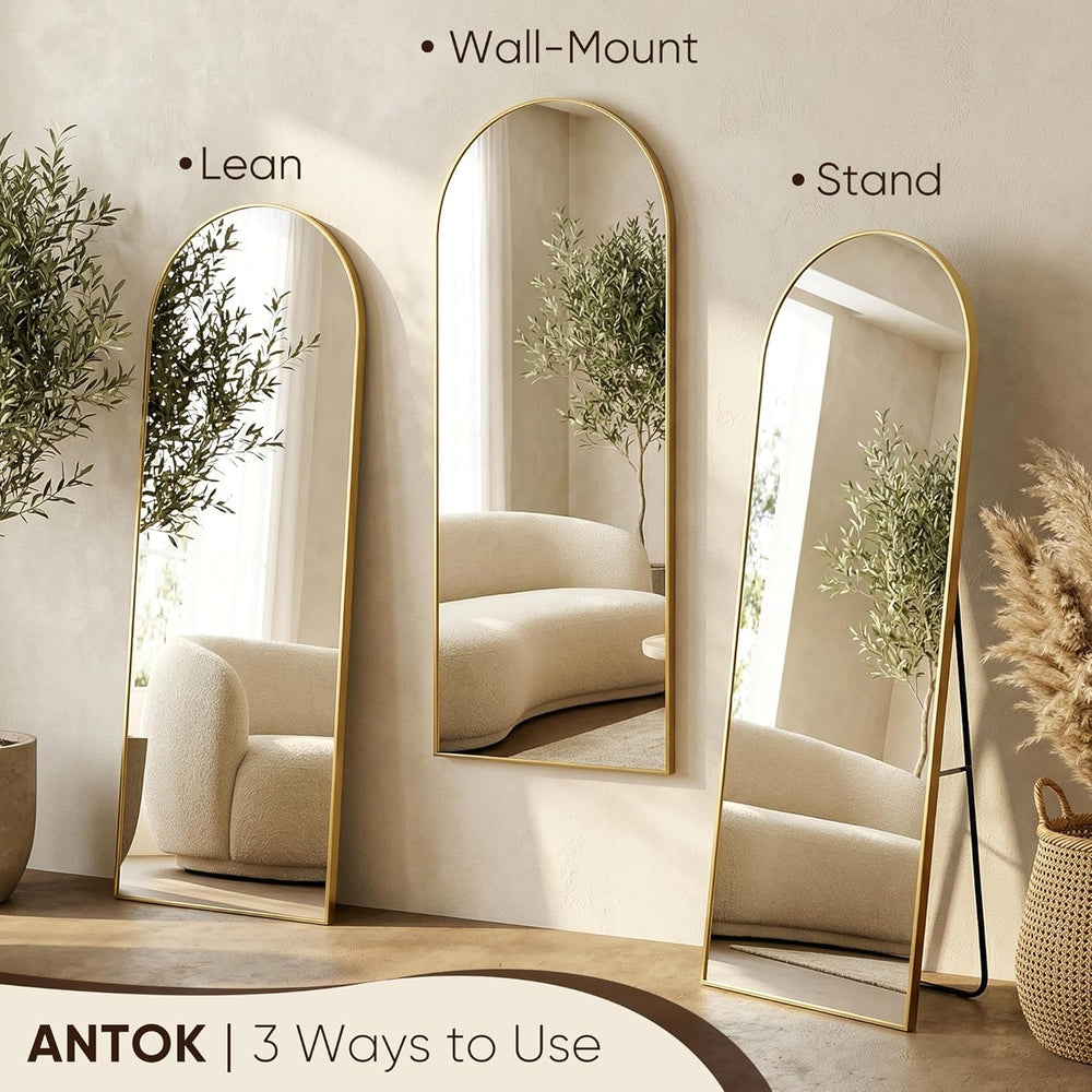 Antok 58" x19” Arched Full Length Mirror, Floor Mirror with Stand,Gold