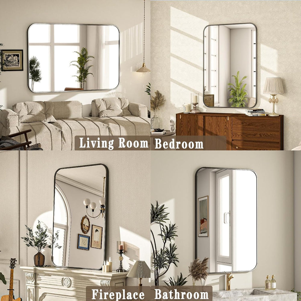 20x28 Inch Black Bathroom Vanity Mirror for Over Sink