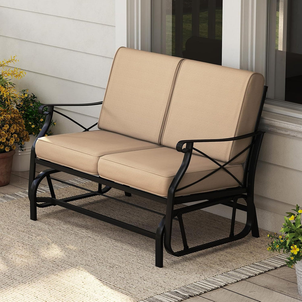 GIANTEX 2-Person Outdoor Glider, Rocking Chair Loveseat with Detachable Thick...