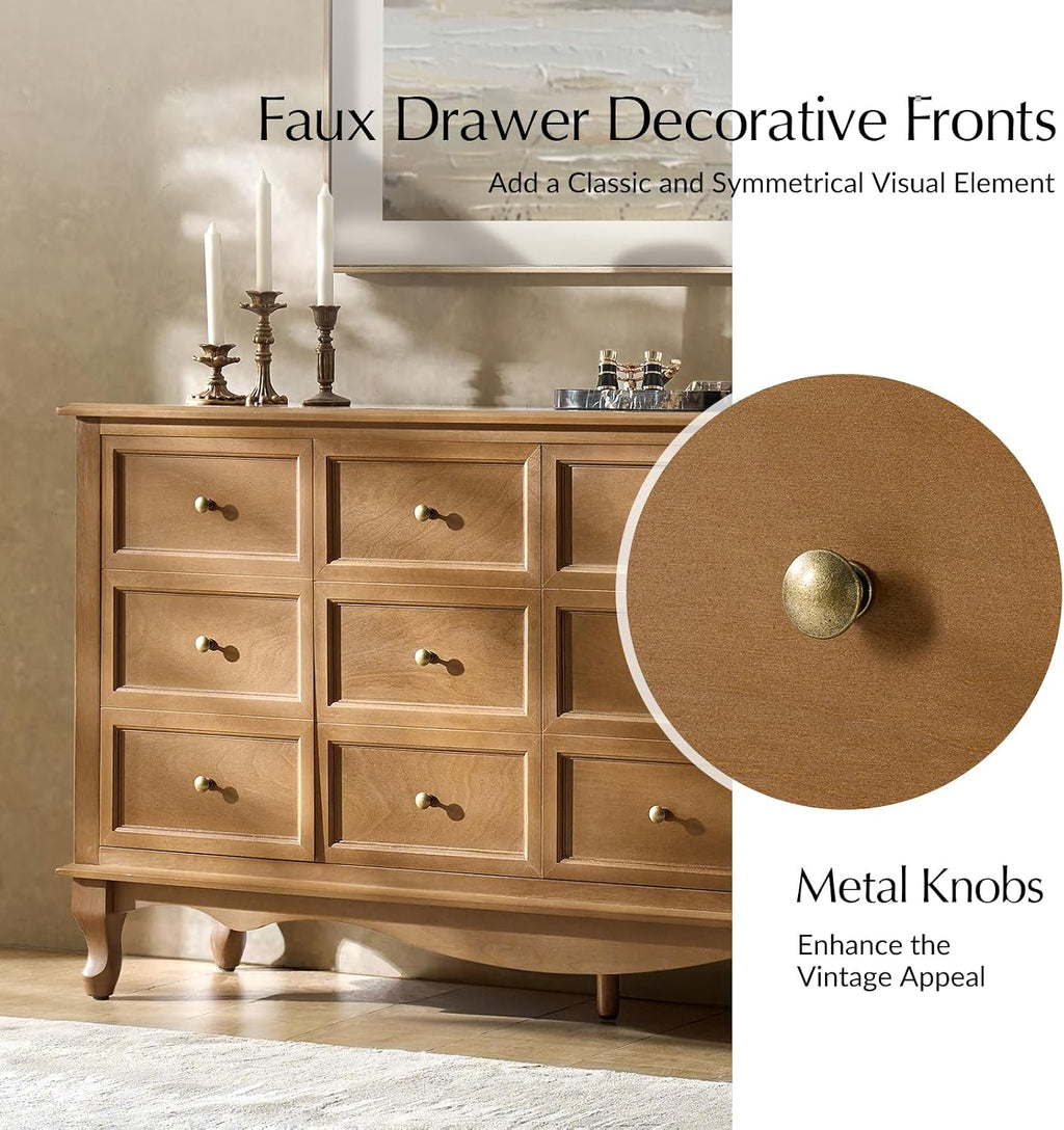 HULALA HOME Transitional Solid Wood Sideboard with Adjustable Shelves, 58" Spacious Storage Sideboard, Versatile Kitchen Buffet Cabinet with Solid Wood Legs, Acorn