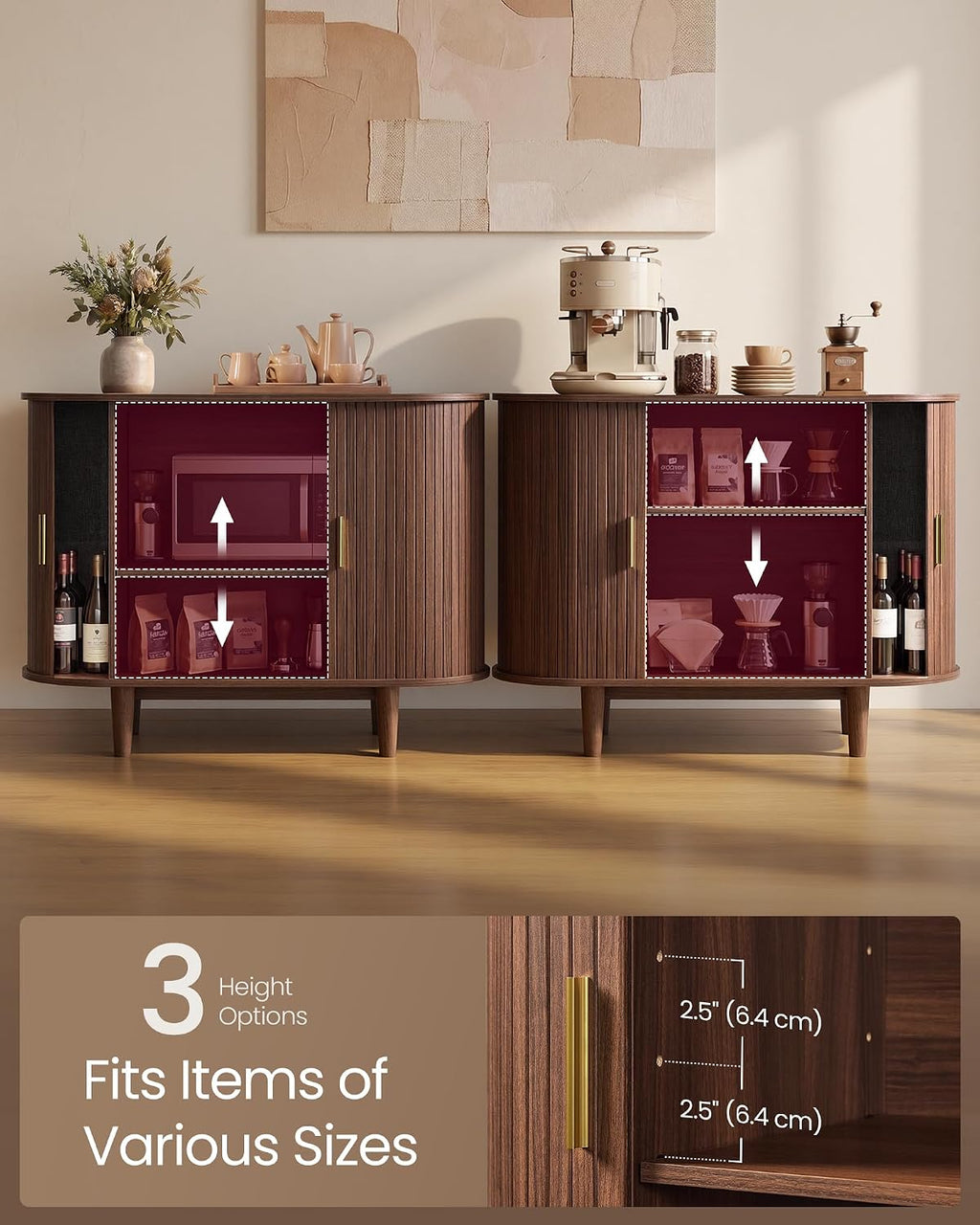 VASAGLE Storage Cabinet, Sideboard with Adjustable Shelves