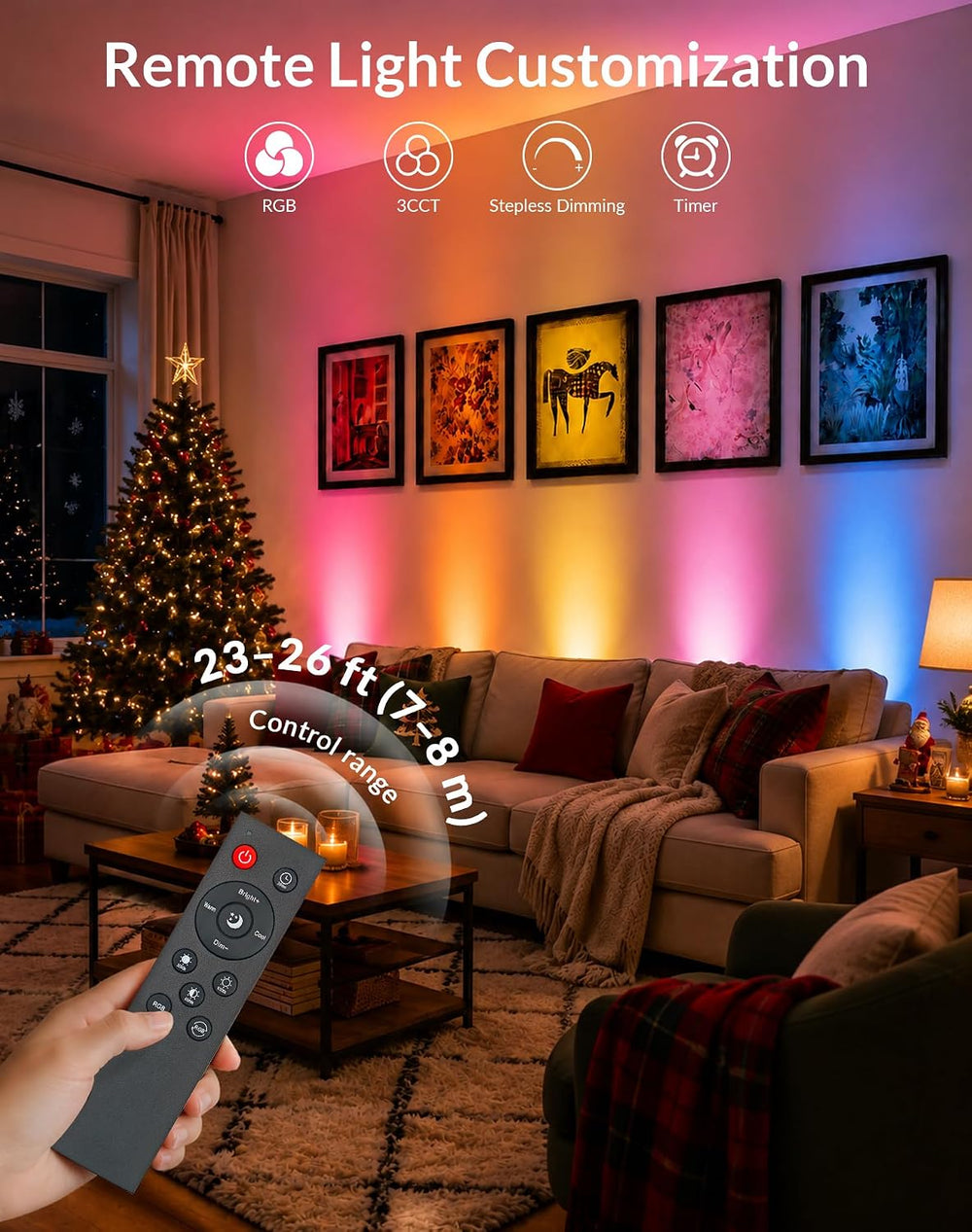2 Pack Uplights Indoor Floor Can Lights, Remote and Timer, White