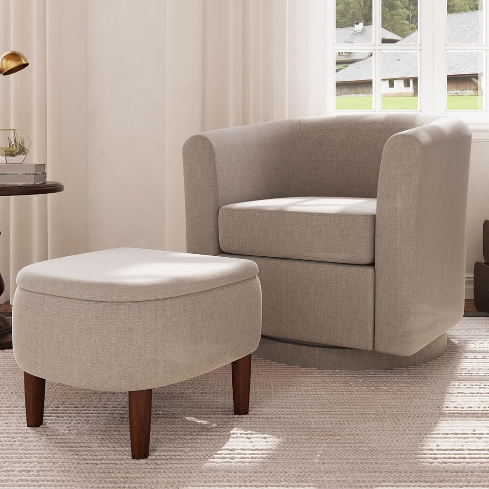 360° Swivel Accent Chair and Storage Ottoman Set