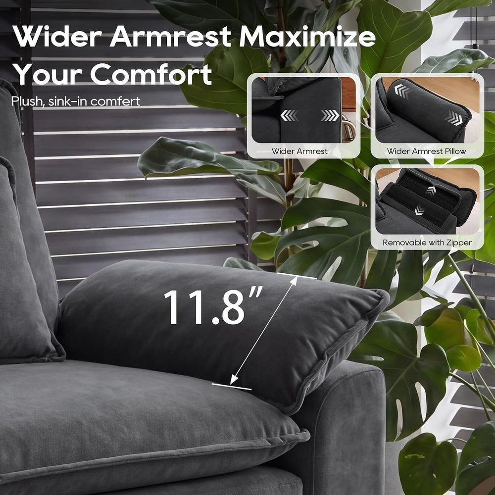 URRED Oversized Modular Sectional Sofa，Dark Gray：122" U Shaped