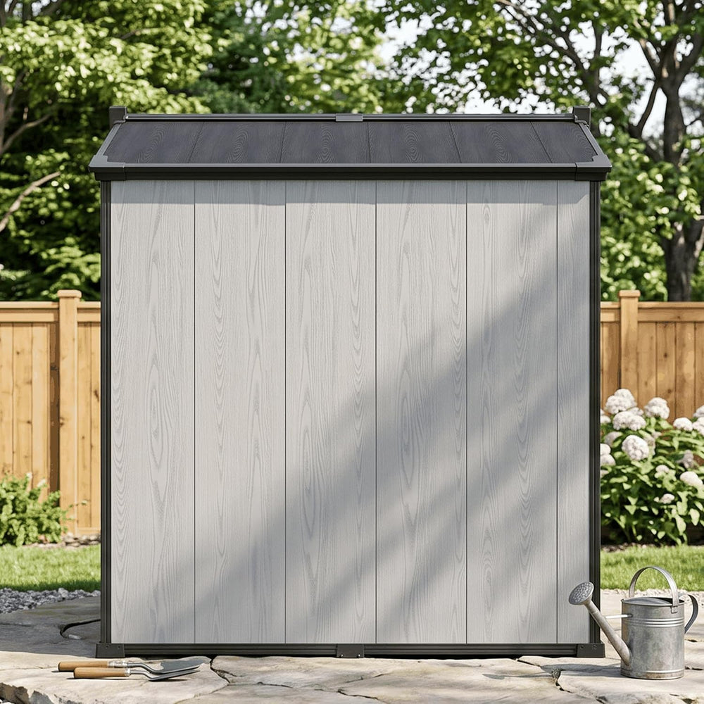 4x6 FT Resin Storage Shed with Floor, Window & Lockable Door