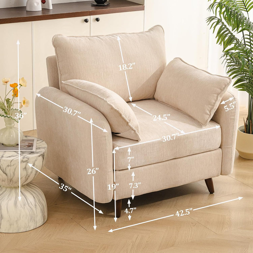 Rexulqo Oversized Accent Chair with Seats Storage,Comfy Living Room Chairs wi...
