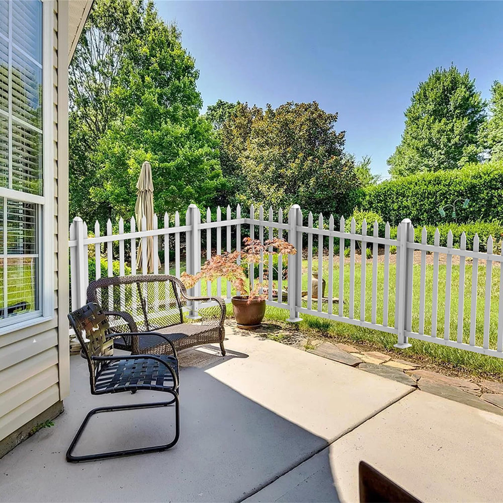 4 Sets Vinyl Picket Fence Panels White 84''Wx36''H PVC Decora...