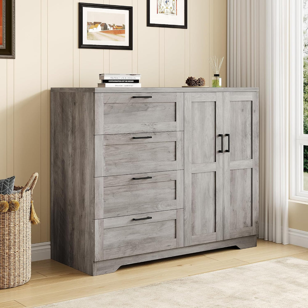 GarveeHome Multifunctional Wooden Dresser for Bedroom, 43.3 in H 2 Door Wardr...