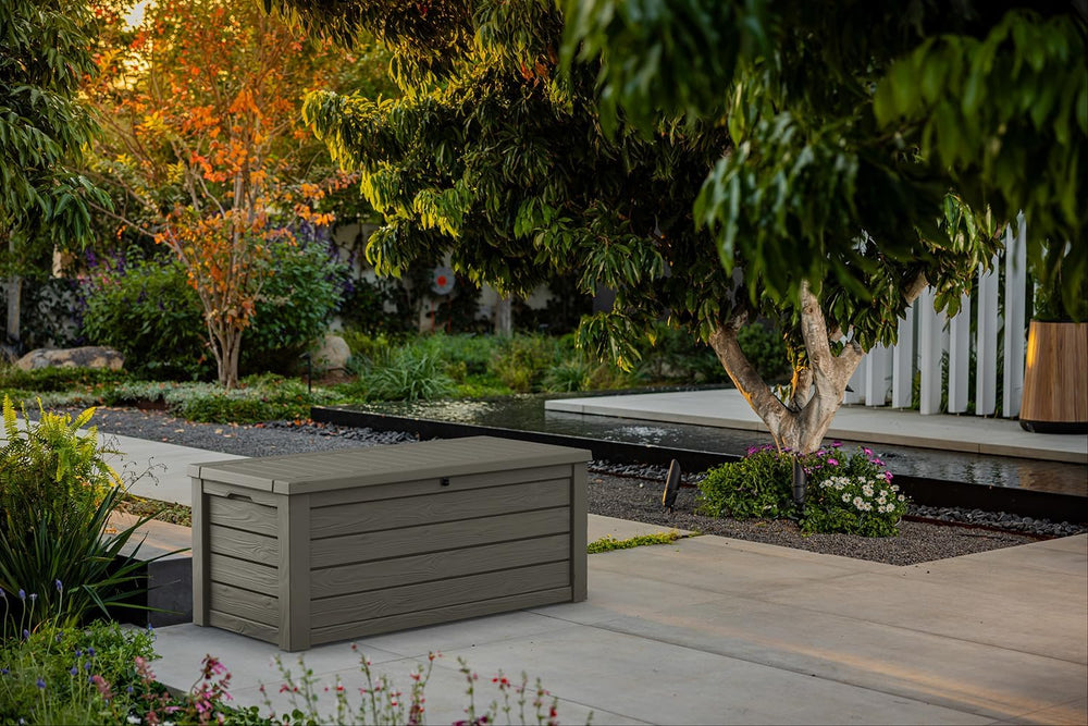 Keter Westwood 150 Gallon Resin Large Outdoor Storage Box for Patio Furniture...