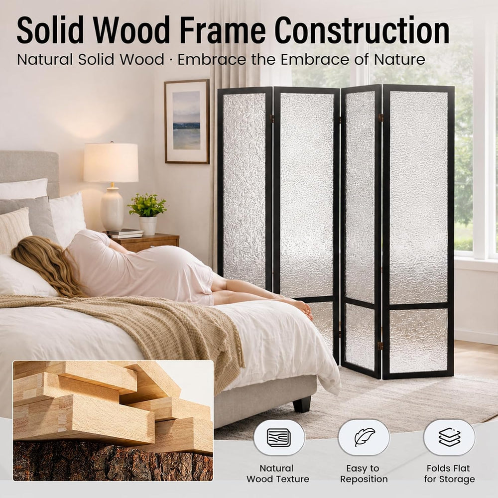 Acrylic Room Divider 4 Panel 67" Tall Folding Privacy Screen
