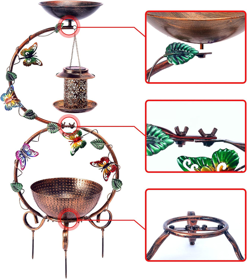 YADOOLIFE 37.8" Bird Bath and Solar Bird Feeders Combo with Flower Plant...