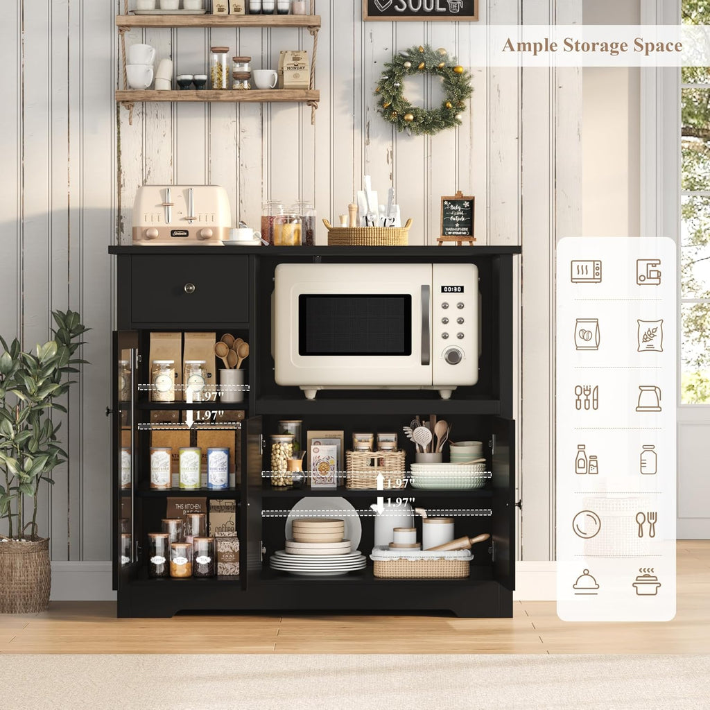 horstors microwave cabinet, kitchen storage cabinet, microwave stand on a desk or shelf