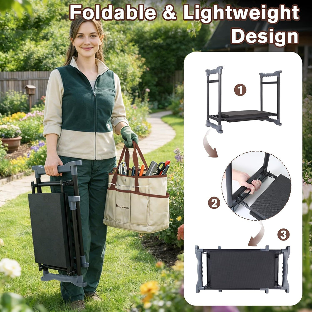 Garden Kneeler and Seat, Extra Wide Thick EVA Pad, Heavy Duty Foldable Garden...