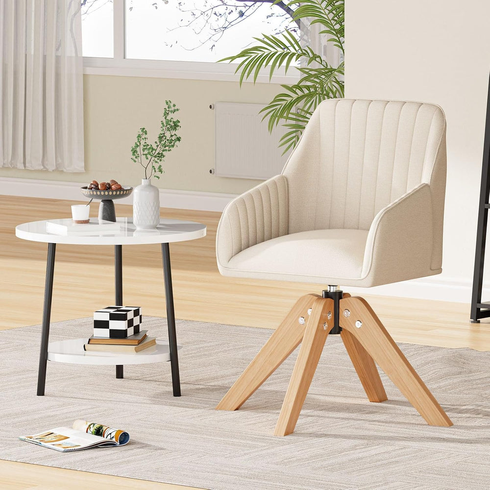 Furniliving Mid Century Modern Swivel Accent Chair for Living Room, Wood Desk...