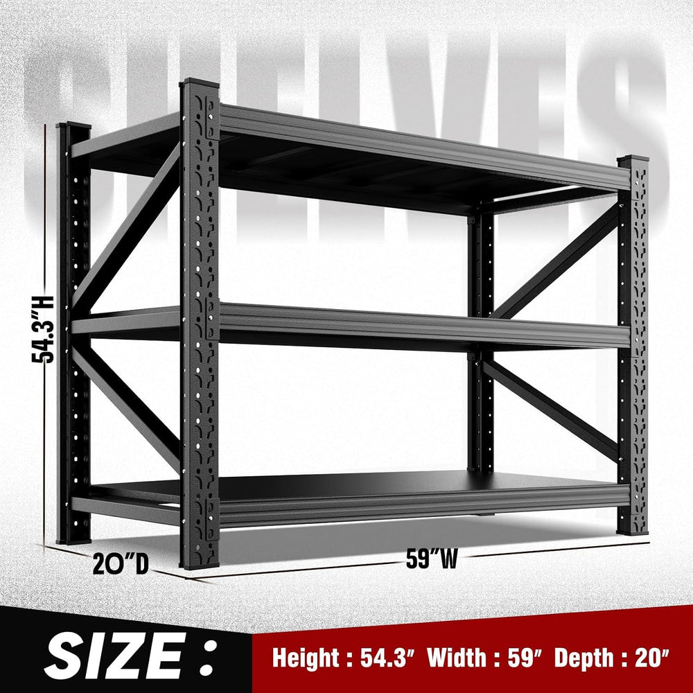 59" W Heavy Duty Storage Shelves, Adjustable Garage Shelving Unit, Rust ...