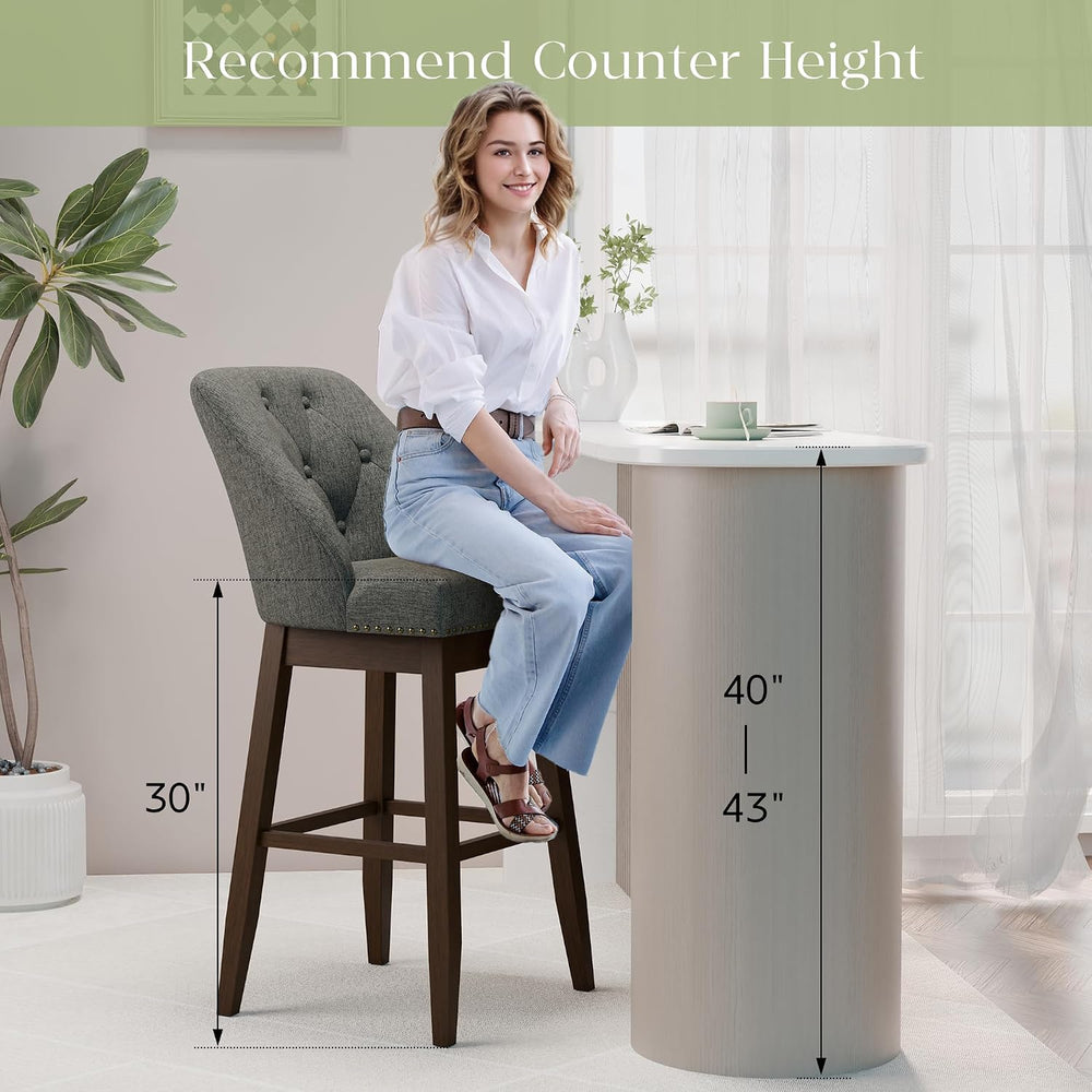 30" Bar Height Swivel Bar Stools Set of 2, Grey