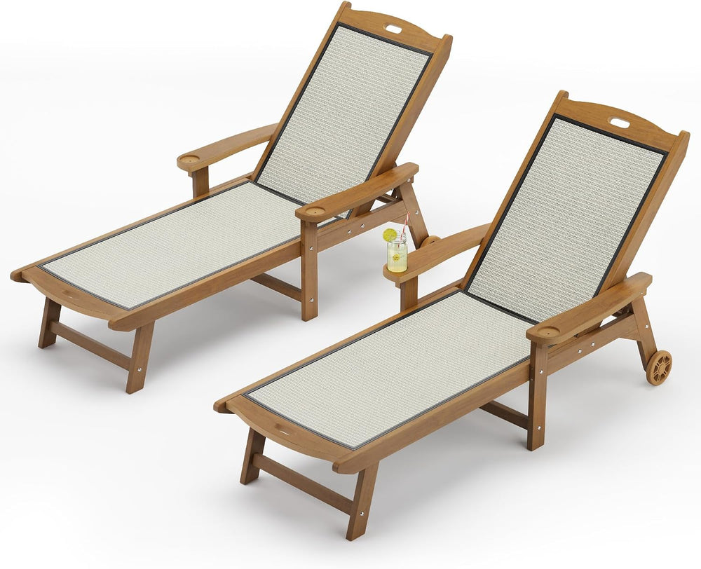 LUE BONA Chaise Lounge Chair, HDPS & HDPE Wicker Material