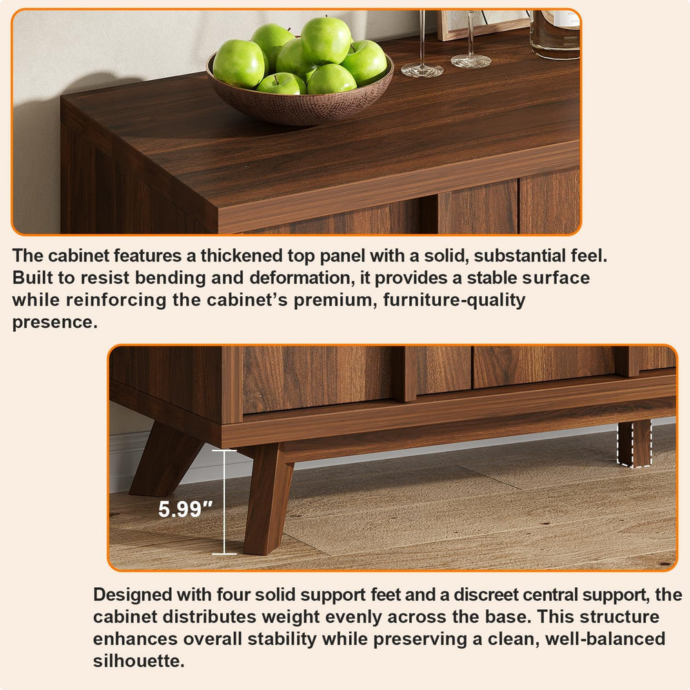 knoworld 59" Sideboard Buffet Cabinet with Storage, Modern Credenza, Brown
