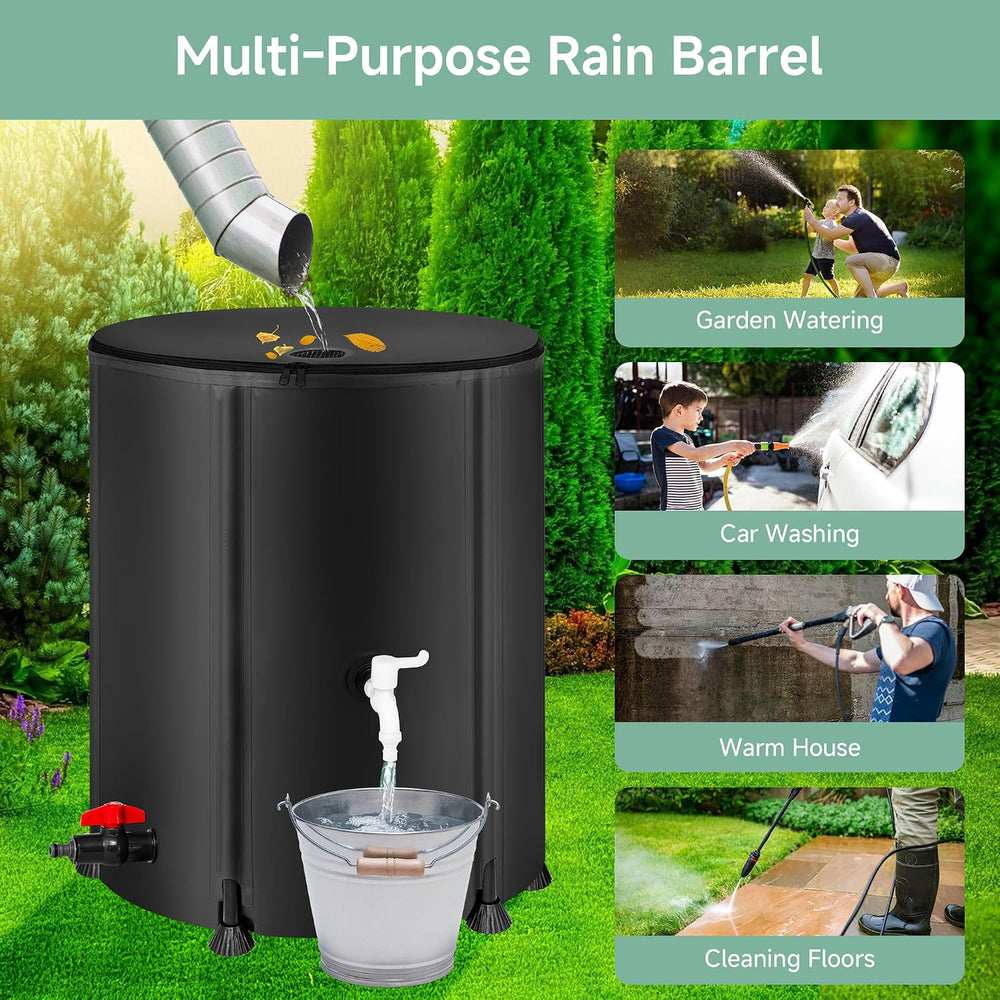 Collapsible Rain Barrel Water Storage Containers 53 Gallon