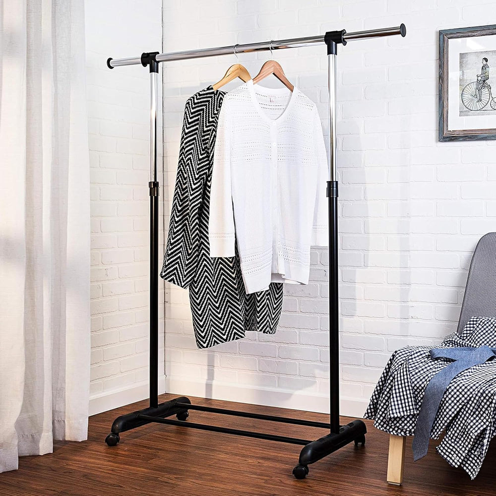 Honey-Can-Do Rolling Garment Rack with Adjustable Height and Width, Metal Clo...