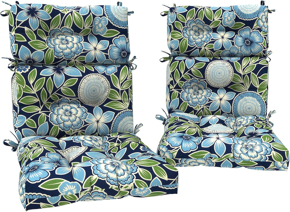 DYTXIII Outdoor High Back Chair Cushions Set of 2, Water Repellent Tufted Roc...