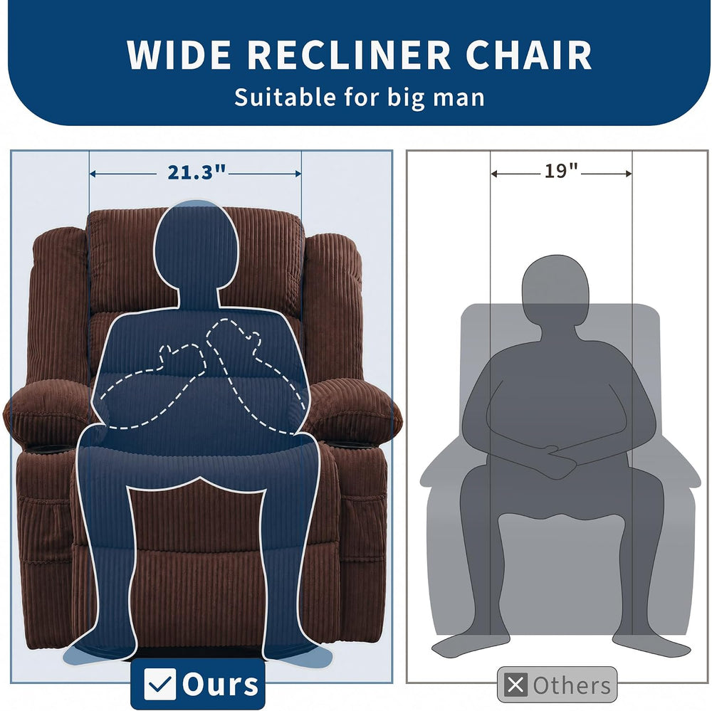 Garvee Rocking Recliner Chair for Adults Wide 360° Swivel Rocker Recliner