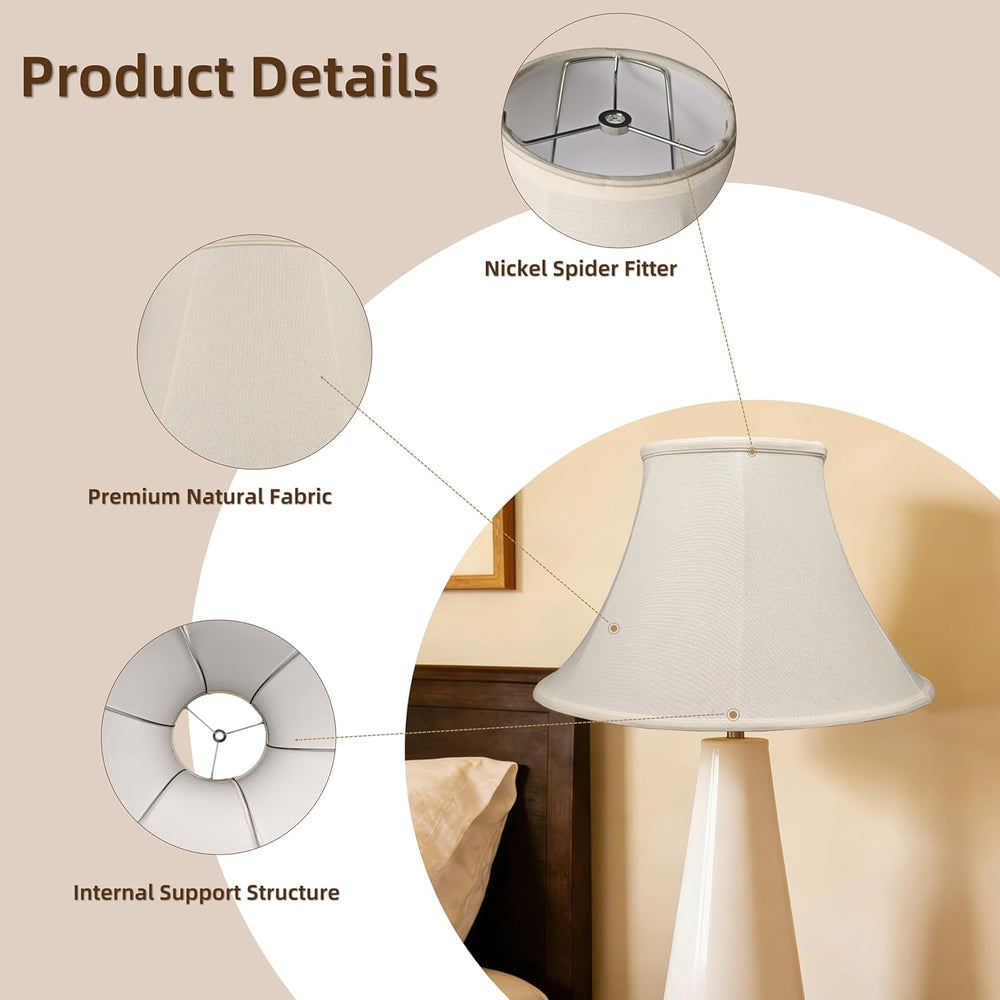 White Bell Lampshade, 6" x 13" x 10", Replacement Lamp shade, ...