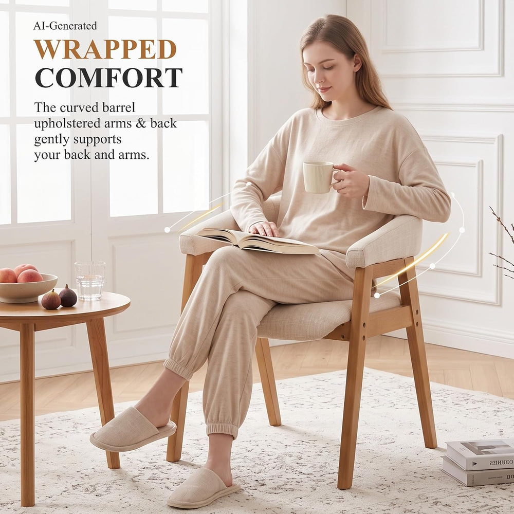 CIMOTA Modern Barrel Dining Chairs with Arms Set of 4, Upholstered Fabric Kit...