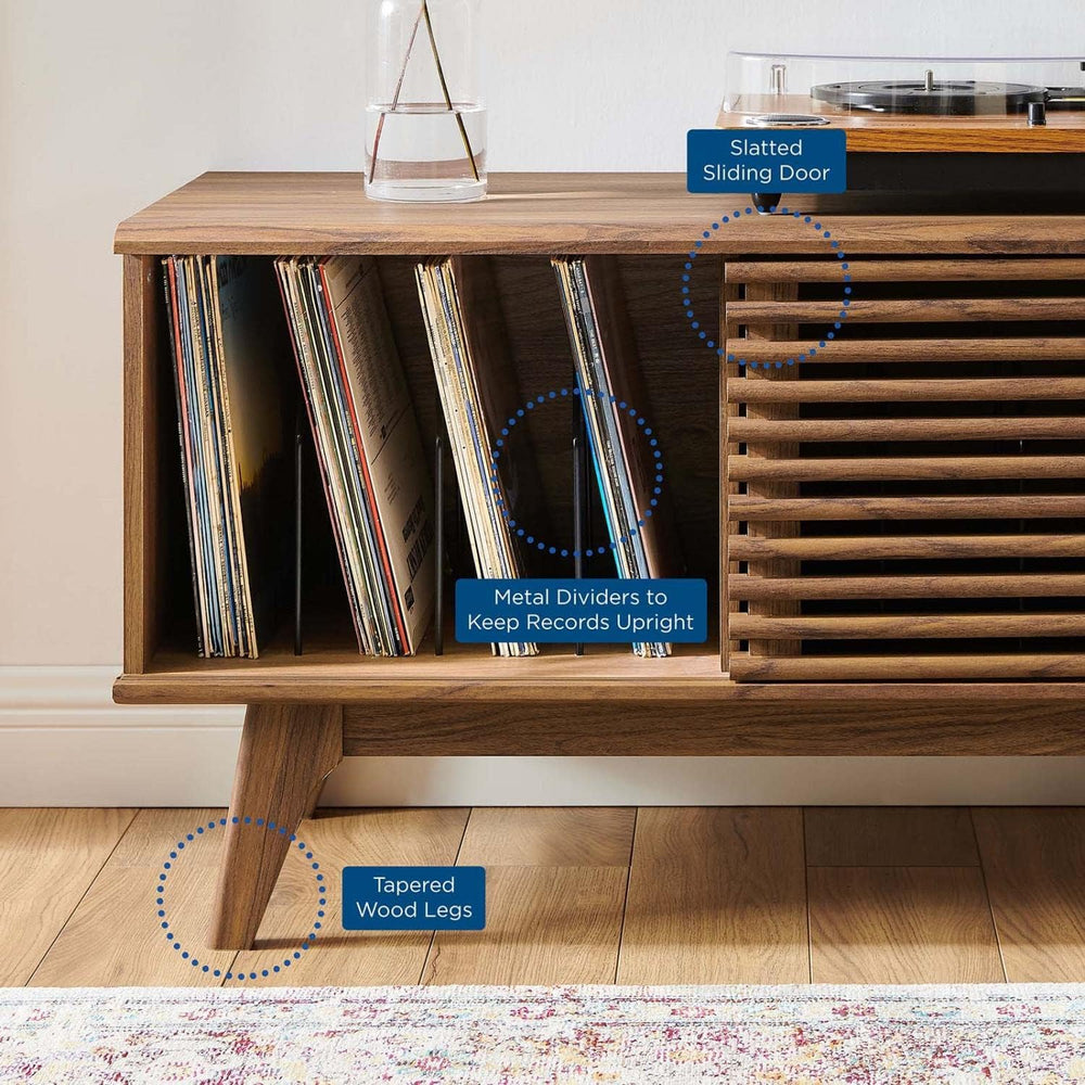 Modway Render Mid-Century Modern 37" Vinyl Record Display Stand in Walnut