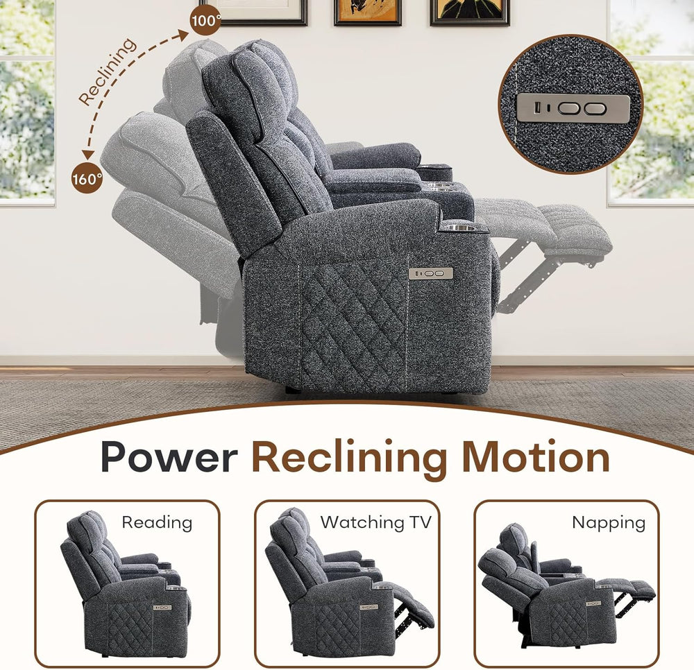 HAOMARKETS 3-Piece Power Recliner Sofa Set with Charging Port, Include Single...