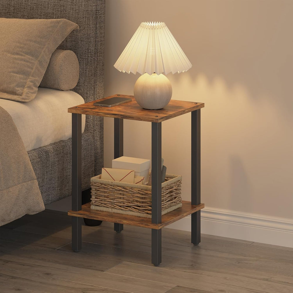 TUTOTAK End Table, Set of 2, Side Table, Nightstand, 2-Tier Storage Shelf