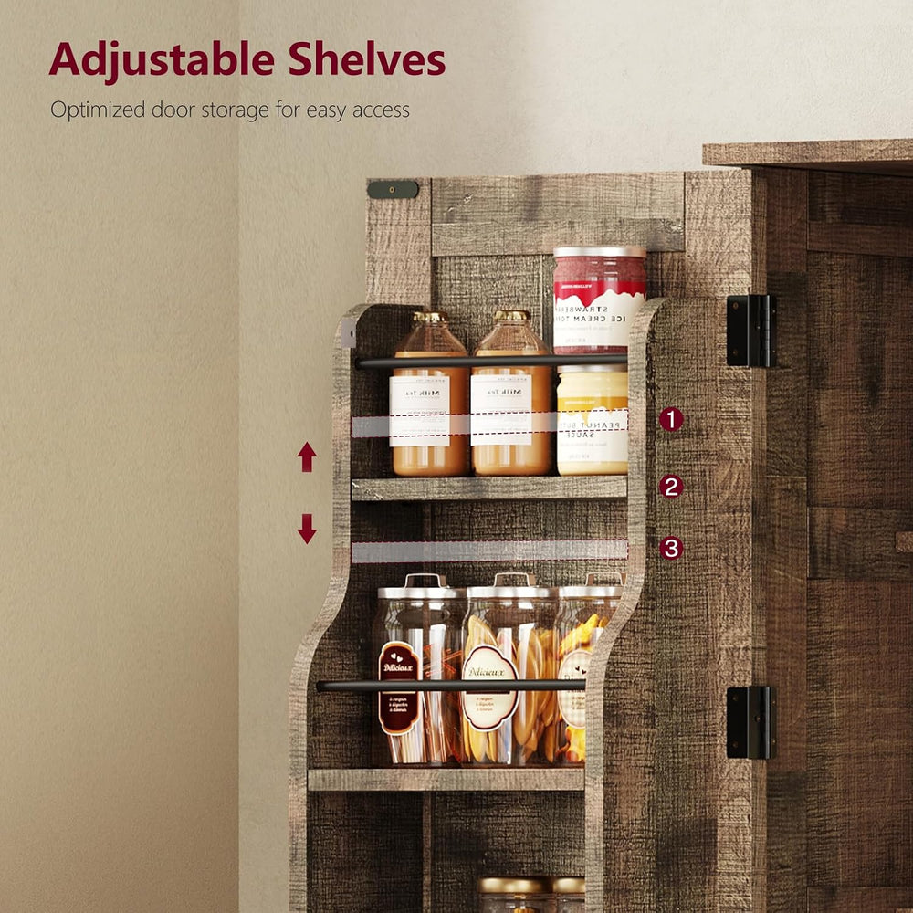 43"H Pantry Cabinet with 4 Doors, Kitchen Cabinet with 6 Door Shelves