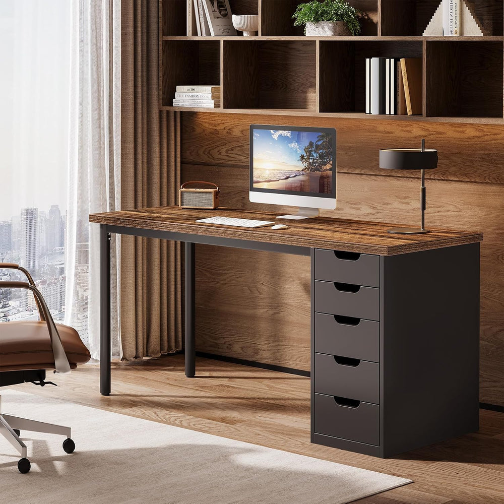 Tribesigns 47 Inch Computer Desk with 5 Drawers